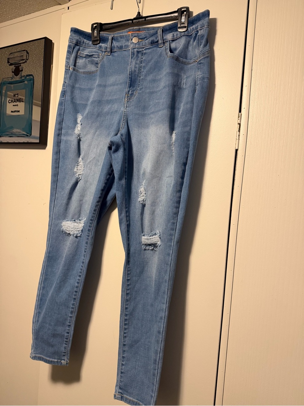Wax Jean Light Blue Distressed Skinny Jeans
